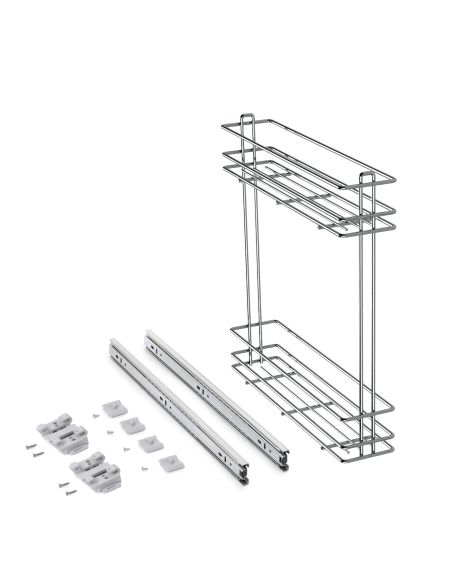 Emuca Portabottiglie estraibile SupraMax, modulo 150 mm, Acciaio, Cromato lucido