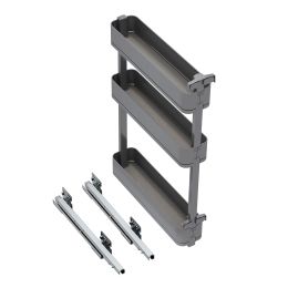 Emuca Portabottiglie laterale estraibile Harmony con chiusura soft, Modulo larghezza 150mm altezza 800mm, Grigio Antracite