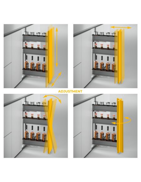 Emuca Portabottiglie laterale estraibile Harmony con chiusura soft, Modulo larghezza 150mm altezza 800mm, Grigio Antracite