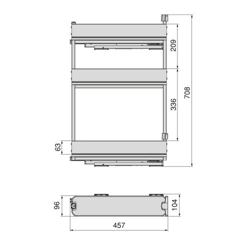 Emuca Portabottiglie laterale estraibile Harmony con chiusura soft, Modulo larghezza 150mm altezza 800mm, Grigio Antracite
