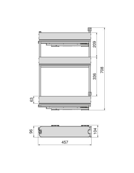 Emuca Portabottiglie laterale estraibile Harmony con chiusura soft, Modulo larghezza 150mm altezza 800mm, Grigio Antracite