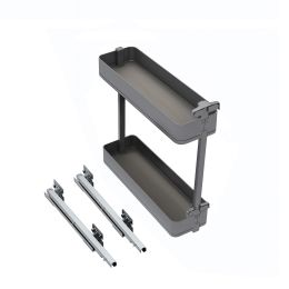 Emuca Portabottiglie laterale estraibile Harmony con chiusura soft, Modulo larghezza 200mm altezza 700mm, Grigio Antracite