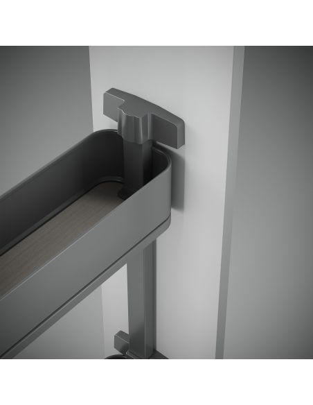Emuca Portabottiglie laterale estraibile Harmony con chiusura soft, Modulo larghezza 200mm altezza 700mm, Grigio Antracite