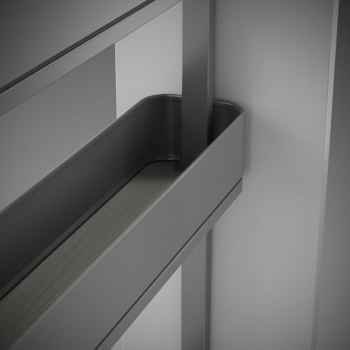 Emuca Portabottiglie laterale estraibile Harmony con chiusura soft, Modulo larghezza 200mm altezza 700mm, Grigio Antracite