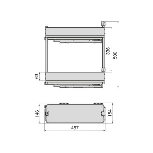 Emuca Portabottiglie laterale estraibile Harmony con chiusura soft, Modulo larghezza 200mm altezza 700mm, Grigio Antracite
