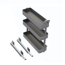 Emuca Portabottiglie laterale estraibile Harmony con chiusura soft, Modulo larghezza 200mm altezza 800mm, Grigio Antracite