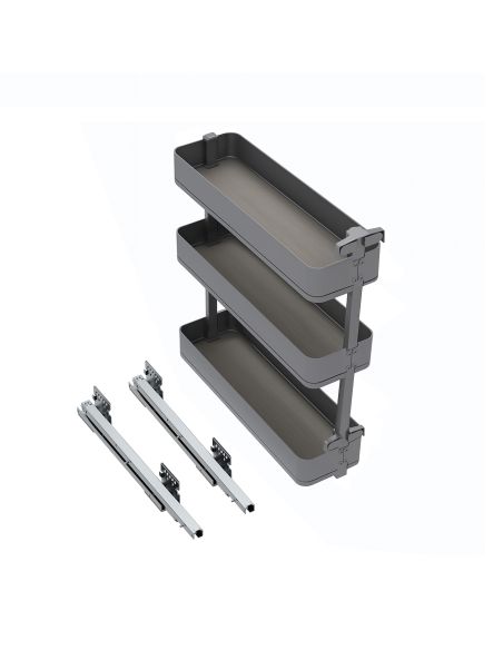 Emuca Portabottiglie laterale estraibile Harmony con chiusura soft, Modulo larghezza 200mm altezza 800mm, Grigio Antracite