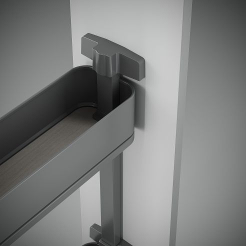 Emuca Portabottiglie laterale estraibile Harmony con chiusura soft, Modulo larghezza 200mm altezza 800mm, Grigio Antracite