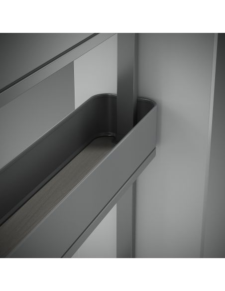 Emuca Portabottiglie laterale estraibile Harmony con chiusura soft, Modulo larghezza 200mm altezza 800mm, Grigio Antracite