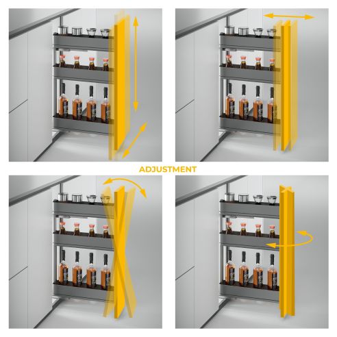 Emuca Portabottiglie laterale estraibile Harmony con chiusura soft, Modulo larghezza 200mm altezza 800mm, Grigio Antracite