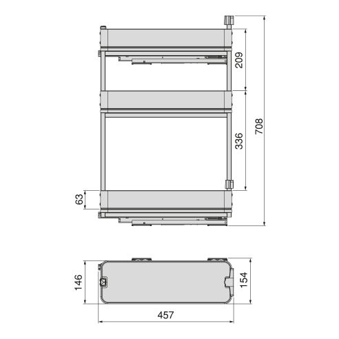 Emuca Portabottiglie laterale estraibile Harmony con chiusura soft, Modulo larghezza 200mm altezza 800mm, Grigio Antracite
