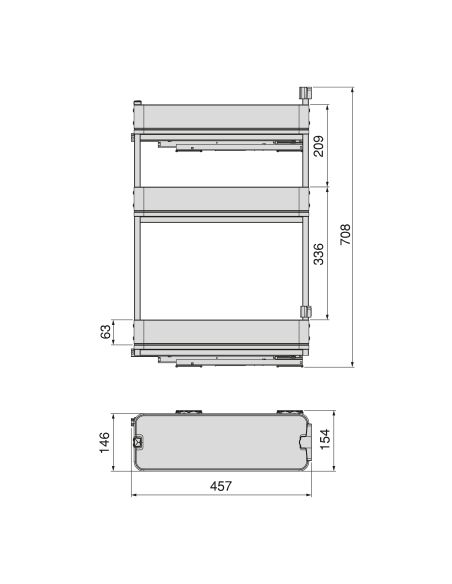 Emuca Portabottiglie laterale estraibile Harmony con chiusura soft, Modulo larghezza 200mm altezza 800mm, Grigio Antracite