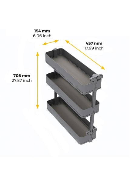 Emuca Portabottiglie laterale estraibile Harmony con chiusura soft, Modulo larghezza 200mm altezza 800mm, Grigio Antracite