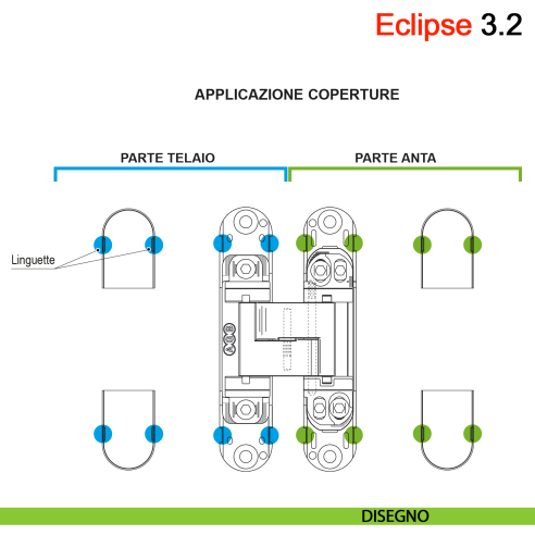 Kit coperture per cerniera a scomparsa AGB Eclipse 3.2 - disegno