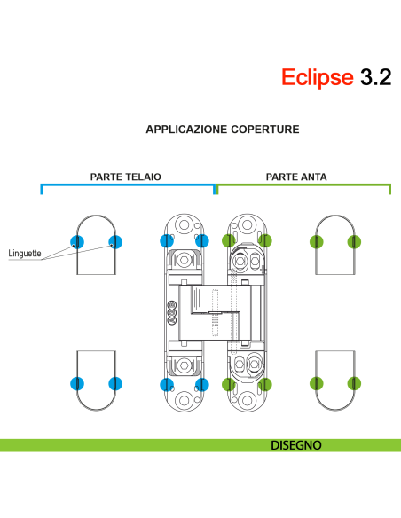 Kit coperture per cerniera a scomparsa AGB Eclipse 3.2 - disegno