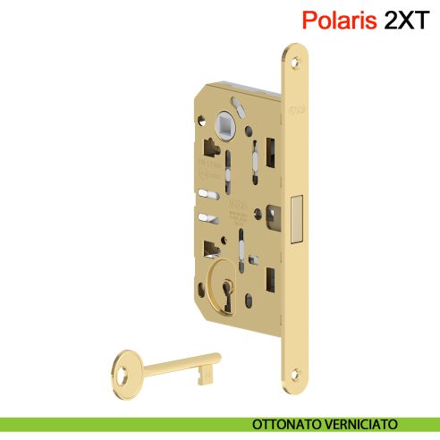 Serratura magnetica AGB Polaris 2XT chiave interasse 90 mm - ottonato verniciato