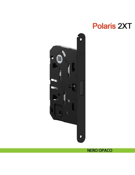 Serratura magnetica AGB Polaris 2XT nottolino WC interasse 96 mm - nero opaco