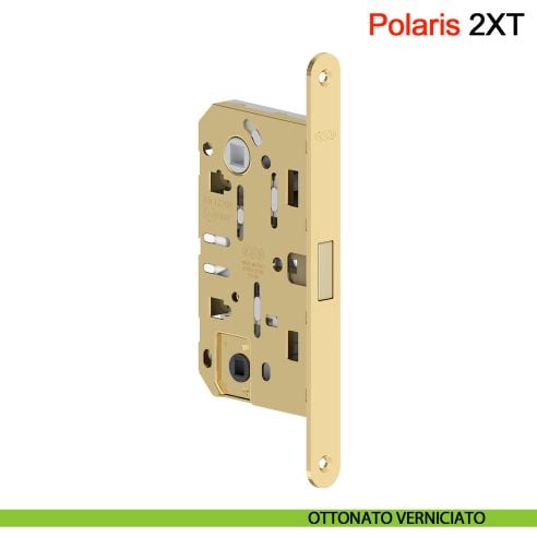 Serratura magnetica AGB Polaris 2XT nottolino WC interasse 96 mm - ottonato verniciato