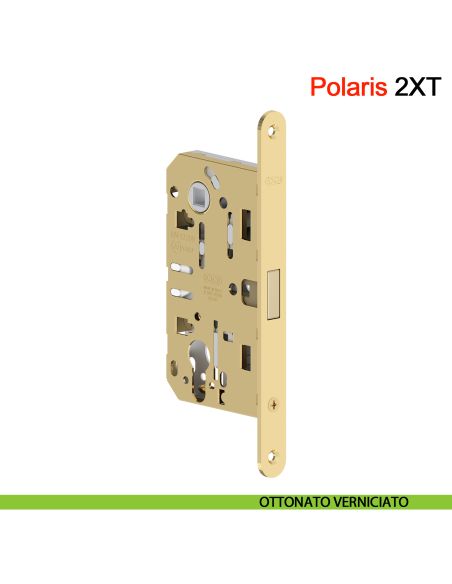 Serratura magnetica AGB Polaris 2XT cilindro Yale interasse 85 mm - ottonato verniciato