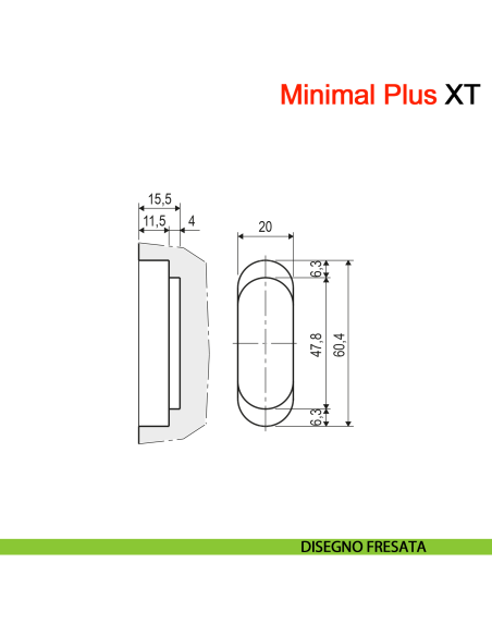 Incontro Minimal Plus XT per serratura magnetica AGB per legno - disegno fresata