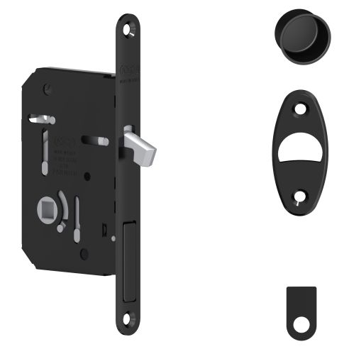 Serratura per porta scorrevole Scivola Tre Class AGB con levetta a scomparsa - nero opaco