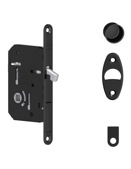 Serratura per porta scorrevole Scivola Tre Class AGB con levetta a scomparsa - nero opaco