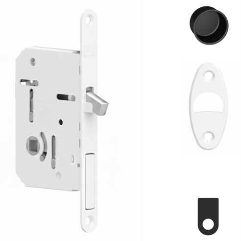 Serratura per porta scorrevole Scivola Tre Class AGB con levetta a scomparsa - bianco opaco