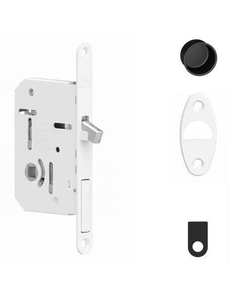 Serratura per porta scorrevole Scivola Tre Class AGB con levetta a scomparsa - bianco opaco