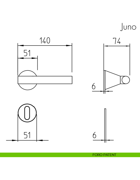Maniglia in cemento per porta Juno Mandelli foro patent