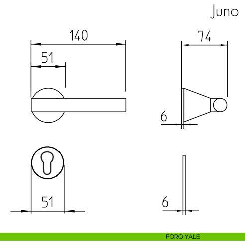 Maniglia in cemento per porta Juno Mandelli foro yale