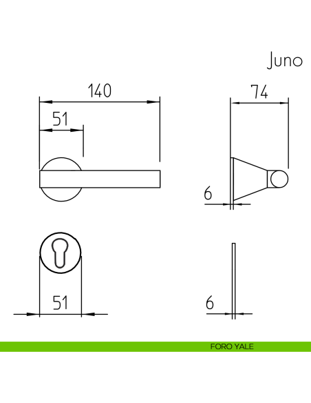 Maniglia in cemento per porta Juno Mandelli foro yale