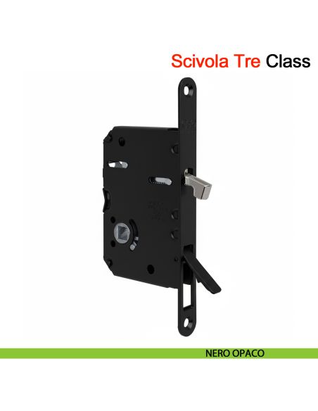Serratura per porta scorrevole Scivola Tre Class AGB con levetta a scomparsa - nero opaco