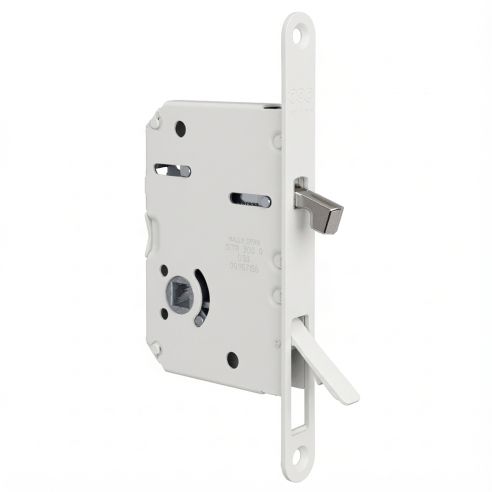 Serratura per porta scorrevole Scivola Tre Class AGB con levetta a scomparsa - bianco opaco