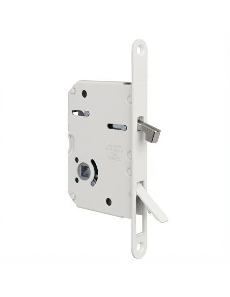 Serratura per porta scorrevole Scivola Tre Class AGB con levetta a scomparsa - bianco opaco