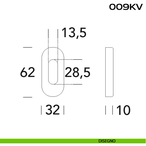 Bocchetta coprivite foro cilindro ovale 009 KV Reguitti Inox disegno