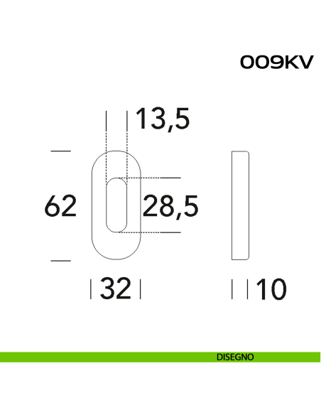 Bocchetta coprivite foro cilindro ovale 009 KV Reguitti Inox disegno