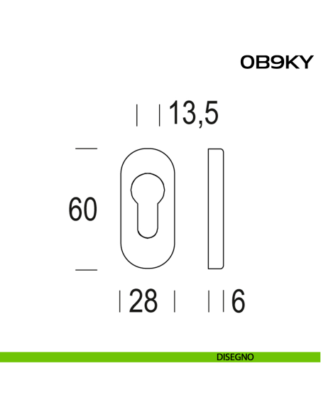 Bocchetta coprivite foro yale ovale 0B9 KY Reguitti Inox DISEGNO