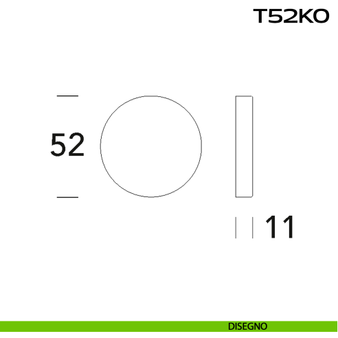 Bocchetta coprivite tonda cieca diametro 50x5 mm T52 KO Reguitti Inox - DISEGNO