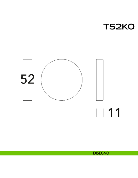 Bocchetta coprivite tonda cieca diametro 50x5 mm T52 KO Reguitti Inox - DISEGNO