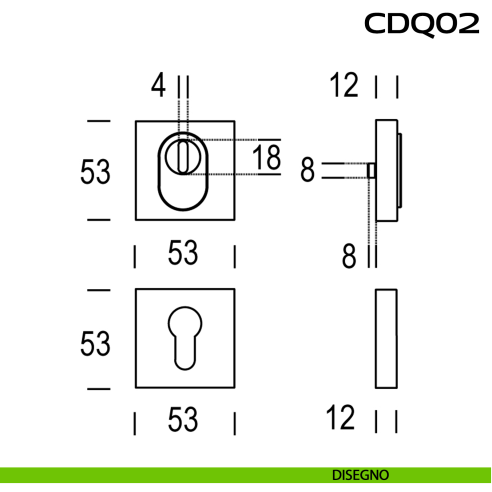 Bocchette di sicurezza quadrate 53x53 mm CDQ02 Reguitti disegno