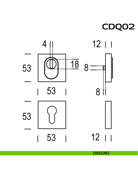 Bocchette di sicurezza quadrate 53x53 mm CDQ02 Reguitti disegno