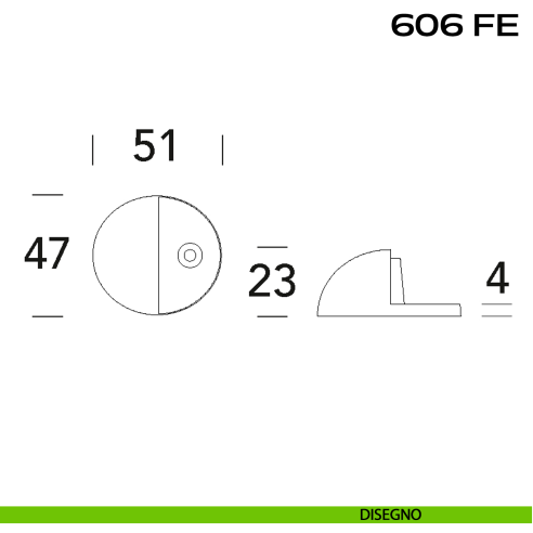 Fermaporta in acciaio a pavimento diametro 48 mm 606 FE Reguitti Inox disegno