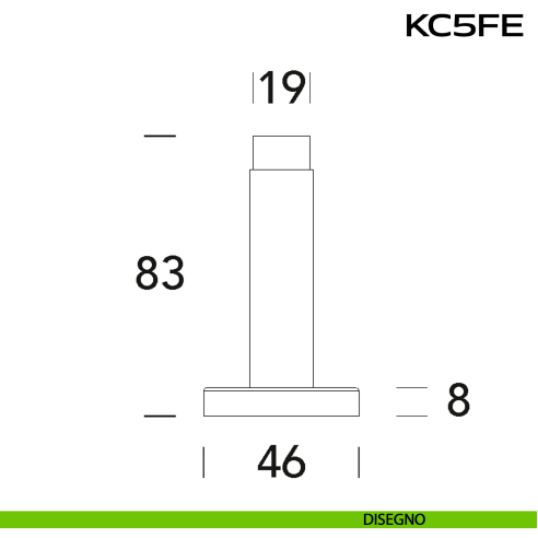 Fermaporta in acciaio a muro diametro 25 mm KC5 FE Reguitti Inox disegno