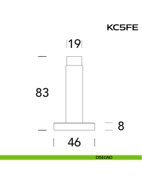 Fermaporta in acciaio a muro diametro 25 mm KC5 FE Reguitti Inox disegno