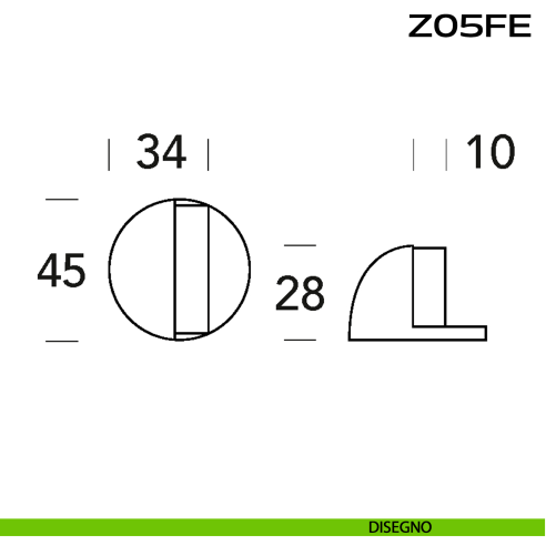 Fermaporta tondo in acciaio diametro 45 mm Z05 FE Reguitti Inox disegno