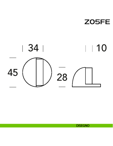 Fermaporta tondo in acciaio diametro 45 mm Z05 FE Reguitti Inox disegno