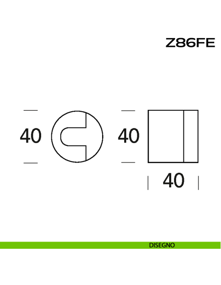Fermaporta moderno in acciaio diametro 40 mm Z86 FE Reguitti Inox disegno