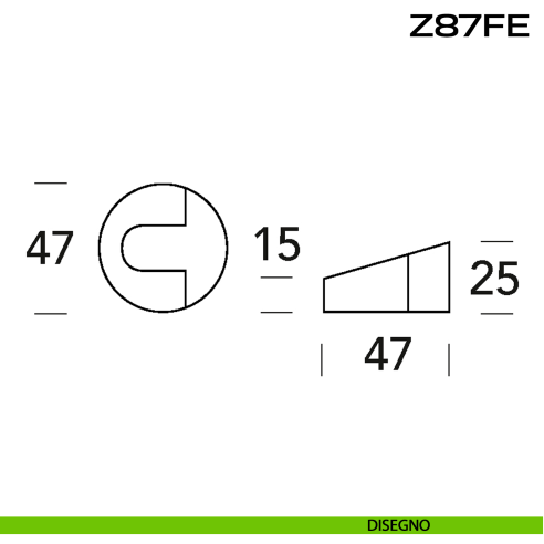 Fermaporta di design in acciaio diametro 47 mm Z87 FE Reguitti Inox disegno