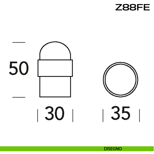 Fermaporta tondo in acciaio diametro 30 mm Z88 FE Reguitti Inox disegno