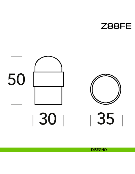 Fermaporta tondo in acciaio diametro 30 mm Z88 FE Reguitti Inox disegno